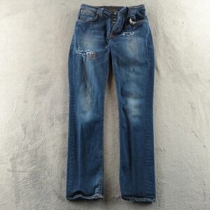 Nudie Jeans Grim Tim Jeans Mens 31 (Fits 28x30.5) Blue Slim Straight Patchwork